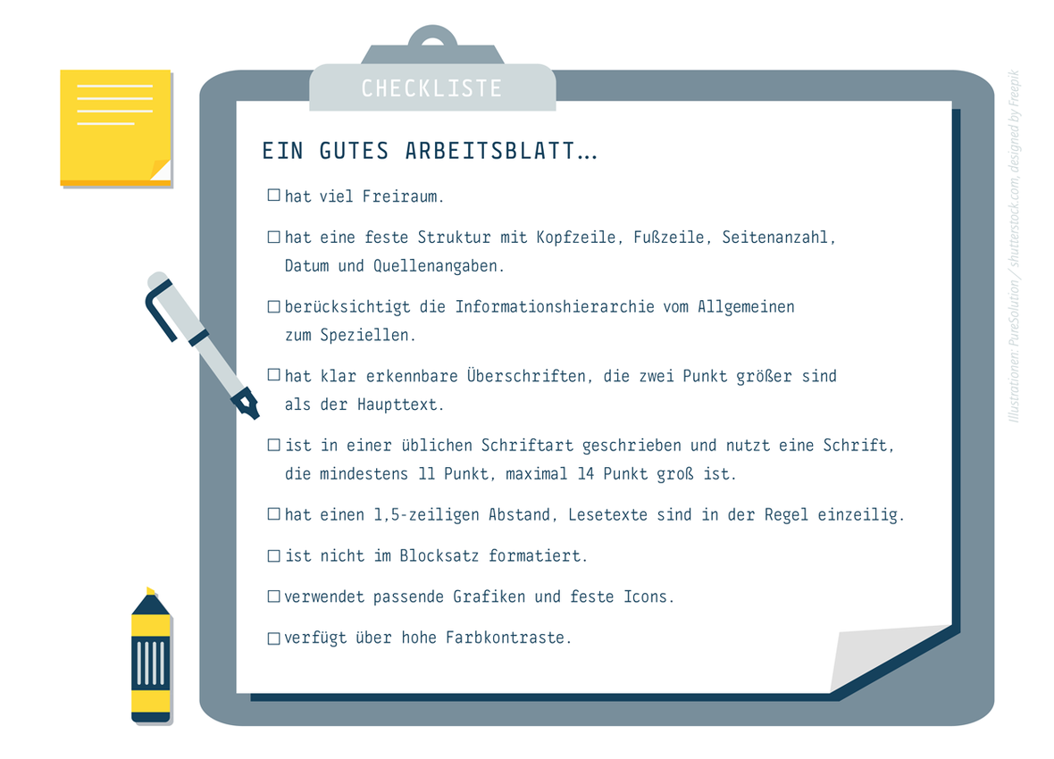 Arbeitsblätter: Struktur und Lesbarkeit sind das A und O